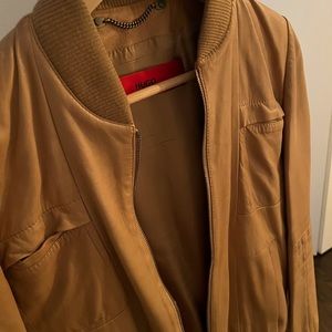 Hugo boss leather jacket light brown
